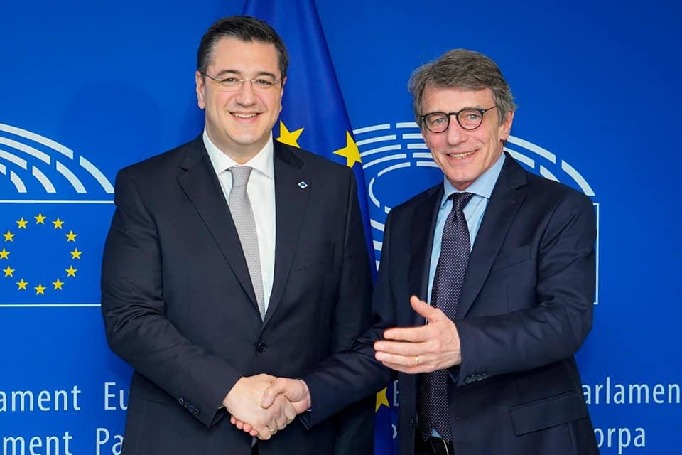 Συνάντηση του Προέδρου της Ευρωπαϊκής Επιτροπής των Περιφερειών, Περιφερειάρχη Κεντρικής Μακεδονίας Απόστολου Τζιτζικώστα με τον Πρόεδρο του Ευρωπαϊκού Κοινοβουλίου David Sassoli στις Βρυξέλλες 