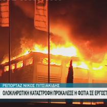 Ολοκληρωτική καταστροφή προκάλεσε η φωτιά σε εργοστάσιο στη Σίνδο